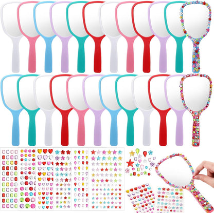 24 Pcs Handheld Mirror DIY Decorate Your Own Mermaid Princess Mirror for Princess Birthday Party Favors Crafts Mermaid Game Decorations Supplies