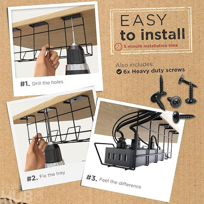 Compact Under Desk Cable Management Tray - Image 2
