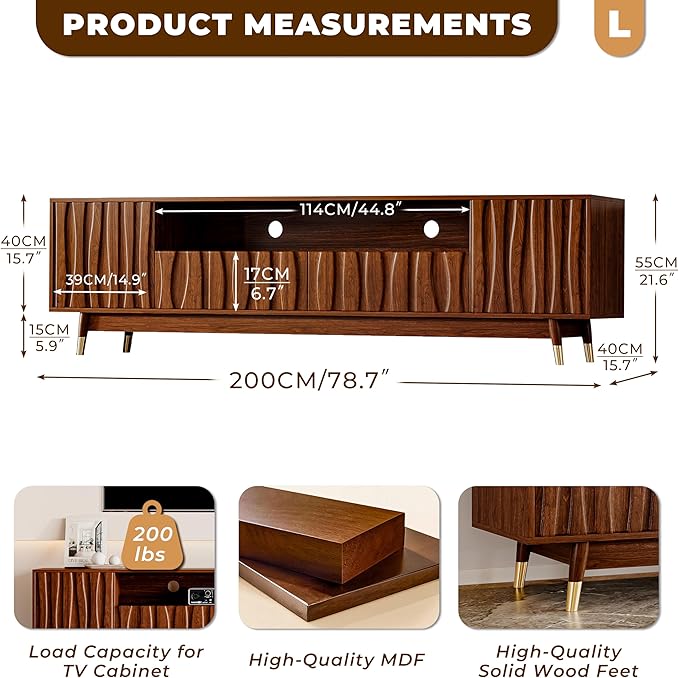 ATJafurn 78‘’ Brown Walnut Finish TV Stand - Image 4