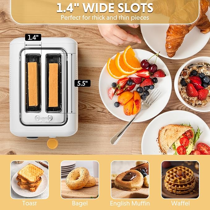 BUYDEEM DT620 2-Slice Toaster, Extra Wide Slots, Retro Stainless Steel - Image 3