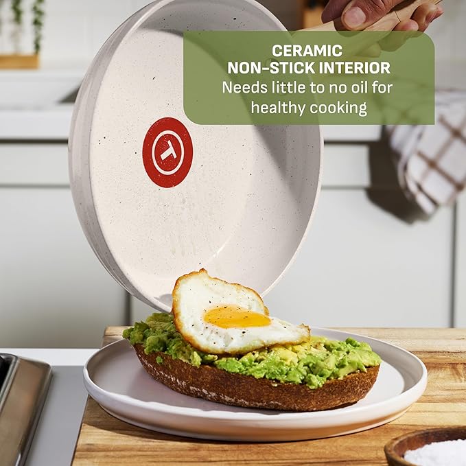 T-Fal Revive Ceramic Nonstick Cookware Set, Oven Safe Up to 350ºF, Includes - Image 3