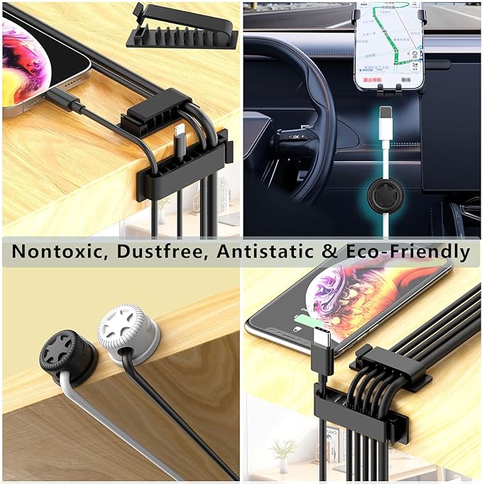 ELII 328Pcs Cable Management Kit, 8 Magnetic Cable Holder, 69Adhesive Cable - Image 8