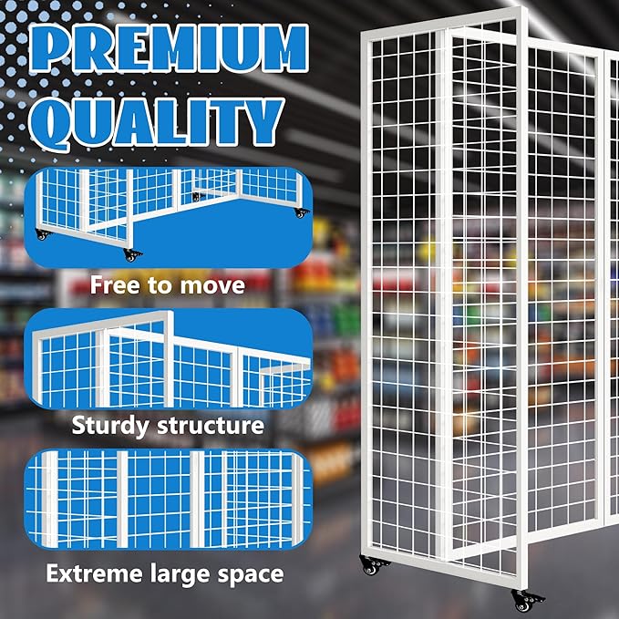 koretech Grid Wall Panels with Wheels, 4 x 5.5Ft Gridwall Panel Display Stand - Image 4
