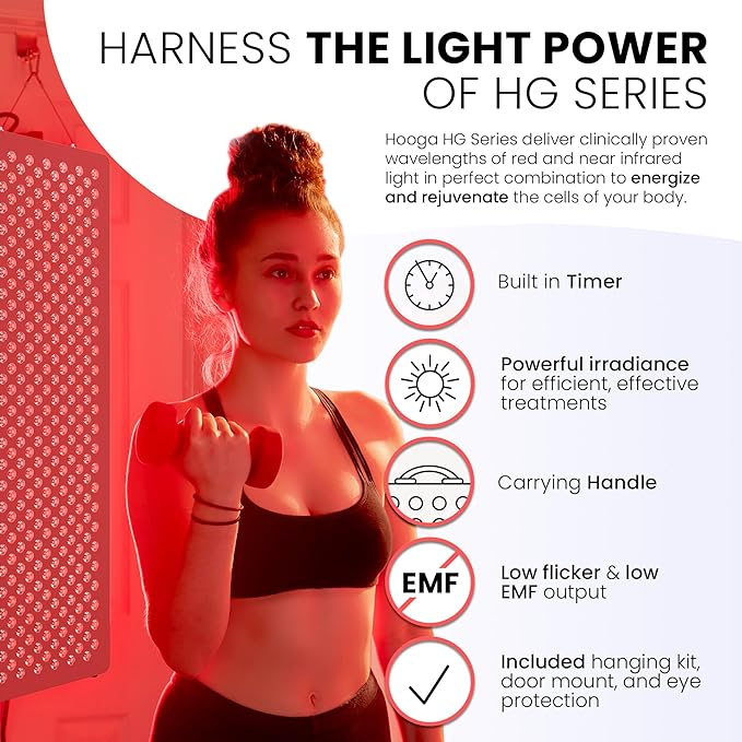 Hooga Red Light Therapy Panel for Face and Body, 60 High-Efficiency Low-Level - Image 3