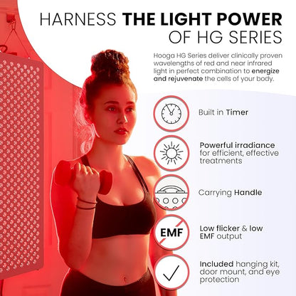 Hooga Red Light Therapy Panel for Face and Body, 60 High-Efficiency Low-Level - Image 3
