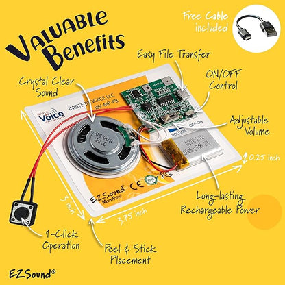 EZSound Multiplay Push Button Recordable Sound Chip | Plays Multiple Recordings - Image 3