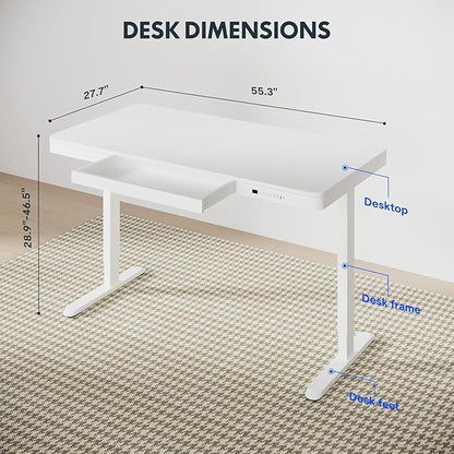 Standing Desk with Drawer, Electric Height Adjustable Home Office Desk with - Image 3