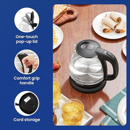 Elite Gourmet EKT1001B Electric 1.0L BPA-Free 1100W Glass Kettle Cordless 360° - Image 6
