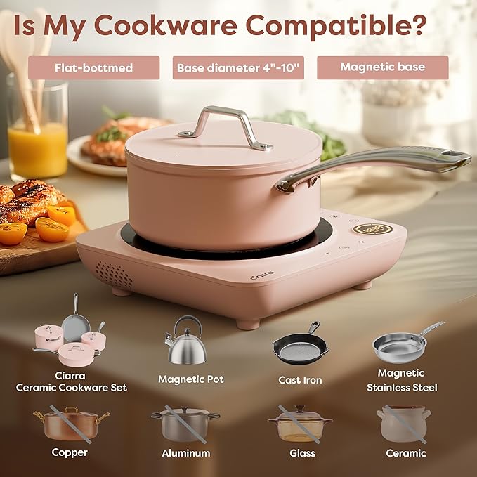 CIARRA CATIH1A-P Portable Induction Cooktop, Slim Single Electric Countertop - Image 6