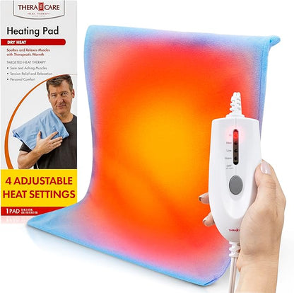 TheraCare Electric Heating Pad | Dry Heat Therapy | 4 Adjustable Heat Settings by TheraCare