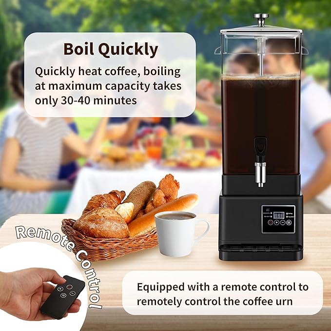 Coffee Urn Commercial Coffee Maker, 14 L 90 Cups, Transparent Electric - Image 8