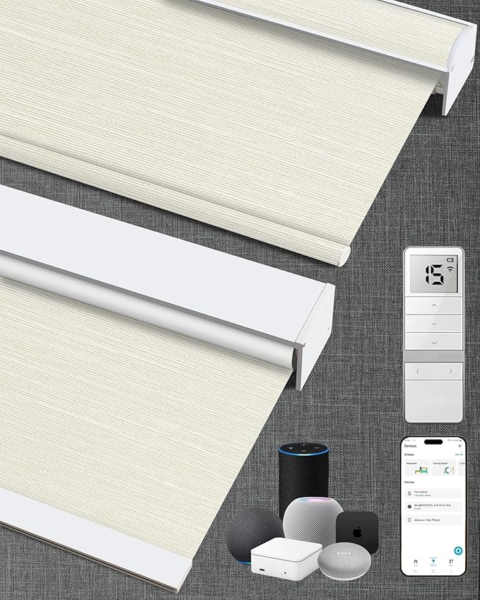 Kincmo Motorized Blinds with Remote, 100% Blackout Motorized Roller Shades Work by KincmoBlinds