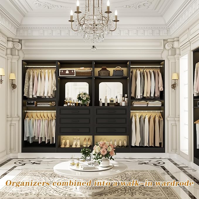Unikito Closet System with Drawers, 100” Wood Closet Organizer with Hanging - Image 6