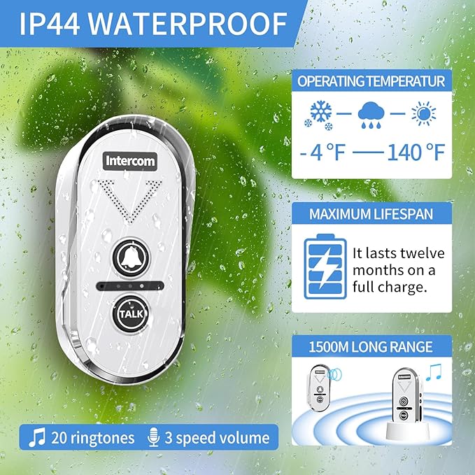PANDAAR Doorbell Wireless for Home, Wireless Intercom System 4900ft Long Range - Image 3