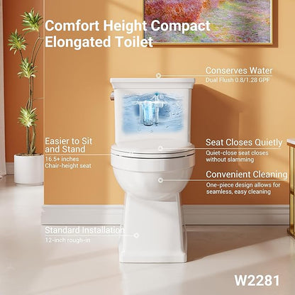 One-Piece Toilet with Classic Design, ADA Height, 1.28 GPF, Durable Ceramic - Image 4