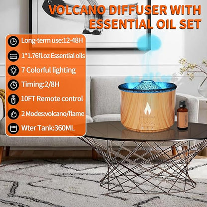BOHOFAM Aroma Essential Oil Diffuser 360 ML, Volcano and Flame - Image 3