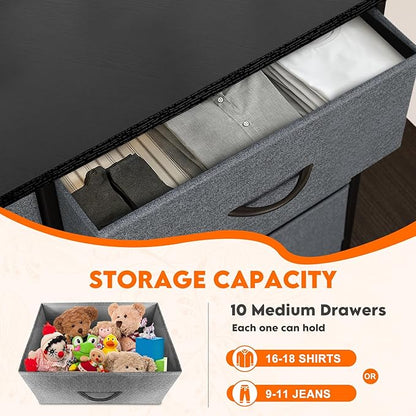 Dresser for Bedroom with 10 Drawers, Chest of Drawers, Storage Drawers - Image 5