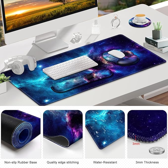 Gaming Mouse Pad, Large Desk Mat, Cute Desk Pad Protector, 4in1 XXL Mousepad + - Image 9