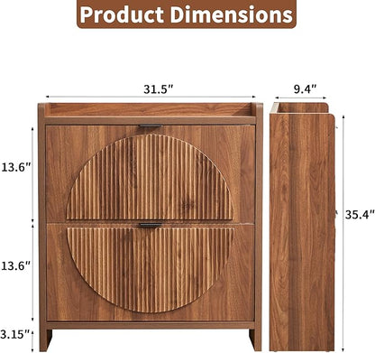 Narrow Shoe Cabinet with 2 Flip Drawers - Image 2