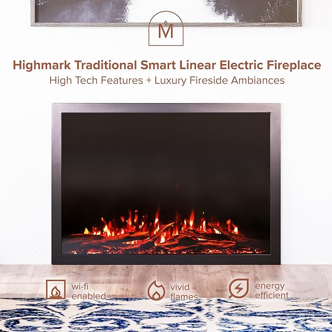 Modern Ember Highmark Traditional 44 Inch Built-in Smart Electric Fireplace - Image 2