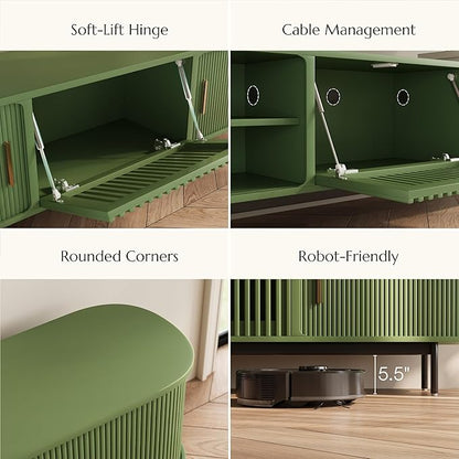 POVISON Fully-Assembled Modern Green TV Stand - Image 4
