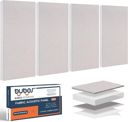BUBOS 4 PCS Fabric Acoustic Panels, 23.6''x11.8''x2'' Sound Proof Panels by BUBOS