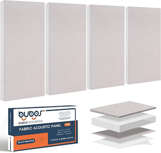BUBOS 4 PCS Fabric Acoustic Panels, 23.6''x11.8''x2'' Sound Proof Panels by BUBOS