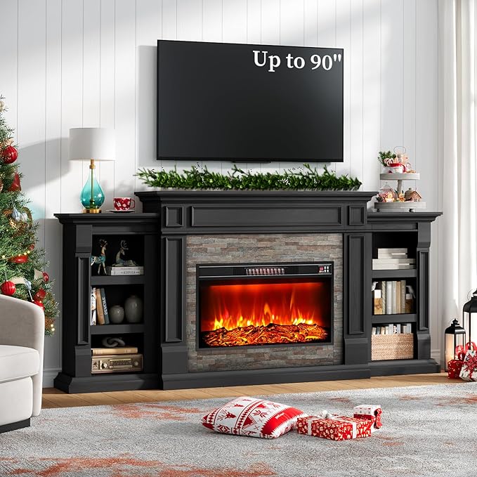 LGHM 80" Fireplace TV Stand, Electric Fireplace by WelcometoLGHMHome