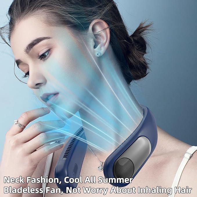 Portable Neck Fan, Personal Wearable Bladeless Fan, LED Display, 6000mAh USB - Image 5