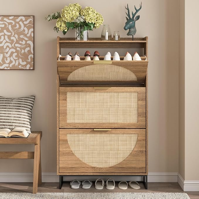Maupvit Rattan Shoe Storage Cabinet - Image 6