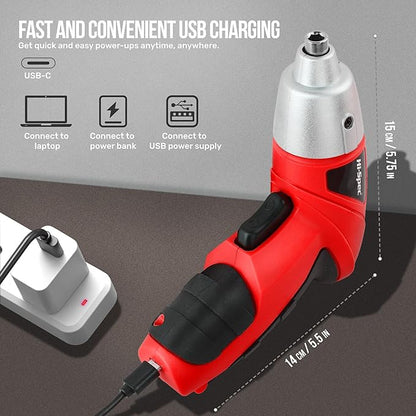 Hi-Spec 19pc 3.6V USB Small Power Screwdriver & Home DIY Tool Kit Set. Cordless - Image 5
