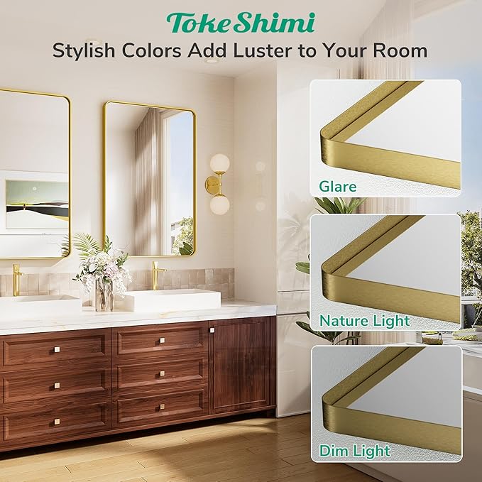 TokeShimi 48x36 Gold Bathroom Mirror - Image 6