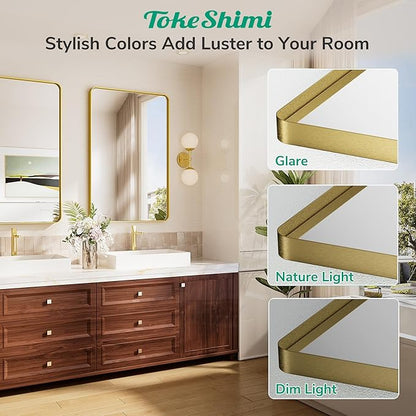 TokeShimi 42x36 Brushed Gold Bathroom Mirror - Image 6