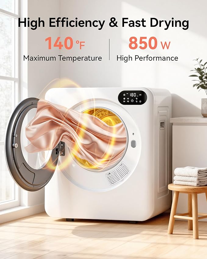 Euhomy 1.5 Cu.Ft Portable Dryer, 850W Clothes Dryer - Image 3