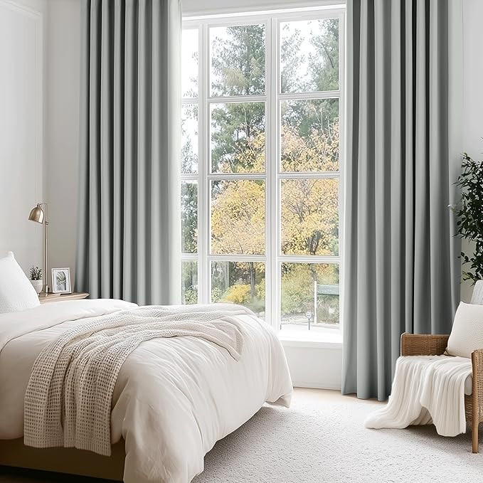 Beauoop Grey 100% Blackout Curtains 84 Inch Long 2 Panels - Image 5