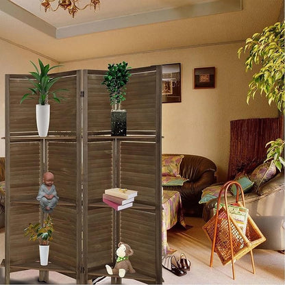4 Panel Room Divider with Shelves, Room Dividers and Folding Privacy Screens - Image 5