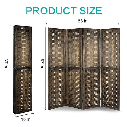 Babion 4 Panel Pegboard Display, Peg Board Room Divider Freestanding Folding - Image 5
