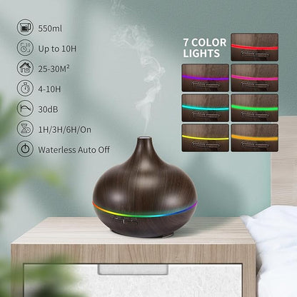Aromatherapy Essential Oil Diffuser Set - 550ML Ultrasonic Humidifier - Image 4