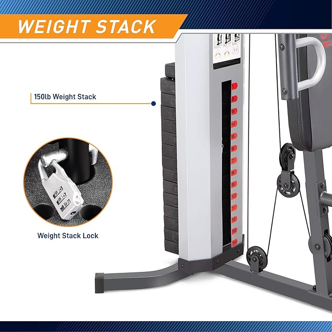 Marcy MWM-988 Multifunction Steel Home Gym 150lb Weight Stack Machine - Image 3