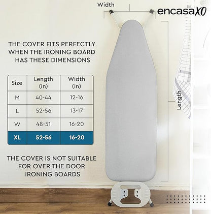 Encasa XO Ironing Board Cover and Pad 54"x18" - 4mm Felt & 2mm Foam Metallized - Image 2