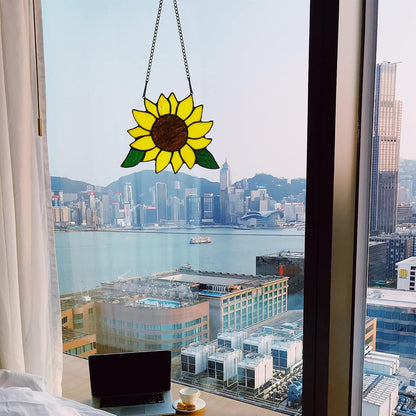 Sunflower Stained Glass Window Hanging,Sunflowers Suncatcher Gifts | Sunflowers Gifts Stained Glass Window Hanging,Handmade Sunflower Suncatcher for Window, Sunflower Gifts for Women,Grandmother