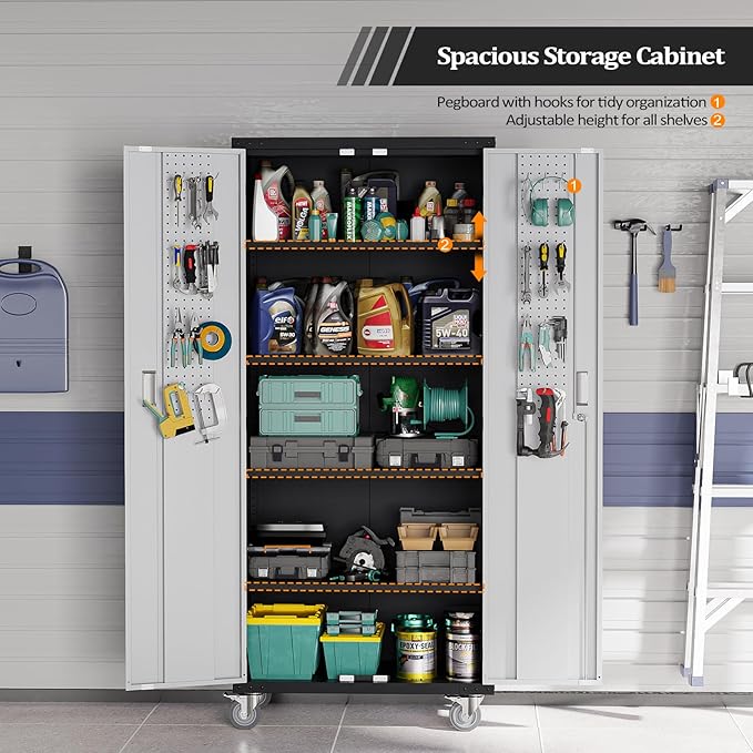 VINGLI 72'' Tall Garage Storage Cabinet, Metal Storage Cabinet - Image 6