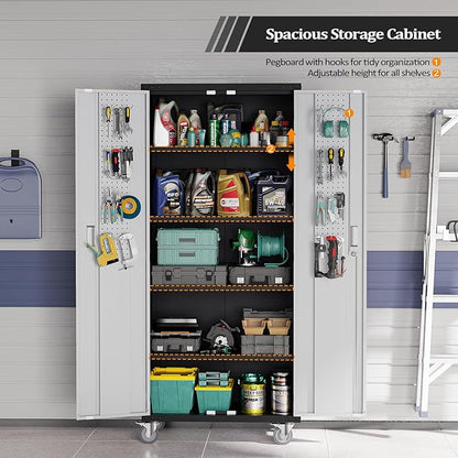 VINGLI 72'' Tall Garage Storage Cabinet, Metal Storage Cabinet - Image 6