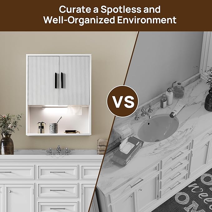 Modern Fluted Bathroom Wall Cabinet - Image 5