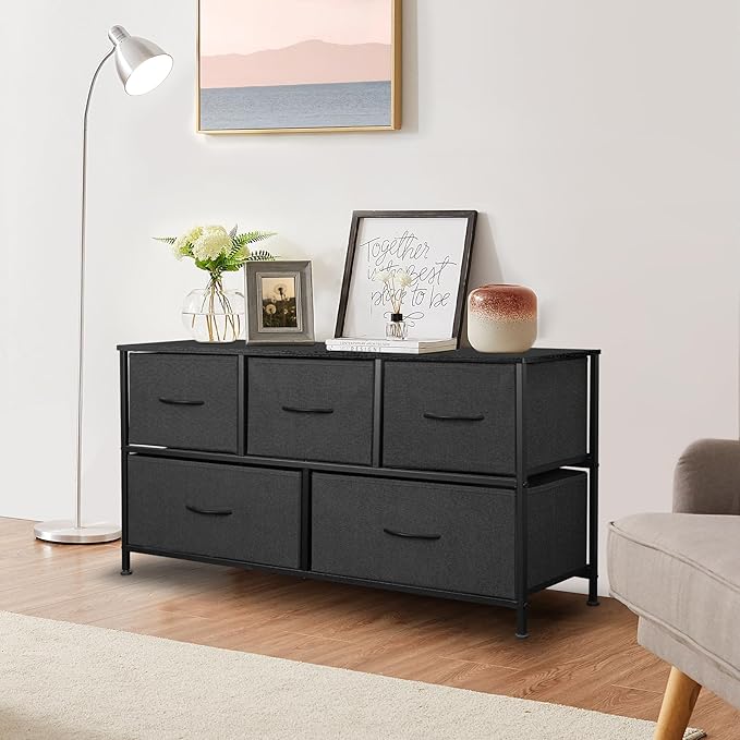 Dresser for Bedroom with 5 Drawers, Chest of Drawers, Storage Drawers Organizer - Image 2