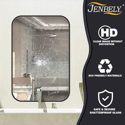 22x30 Inch Black Wall Mirror for Bathroom, Brushed Metal Framed Mirror - Image 5