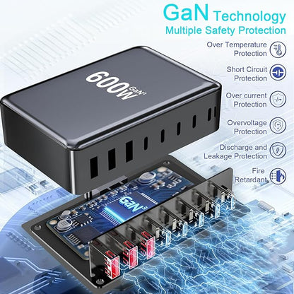 600W USB C Fast Charger Block, 8 Port USB Charging Station, GaN Ⅲ Pro Double - Image 5