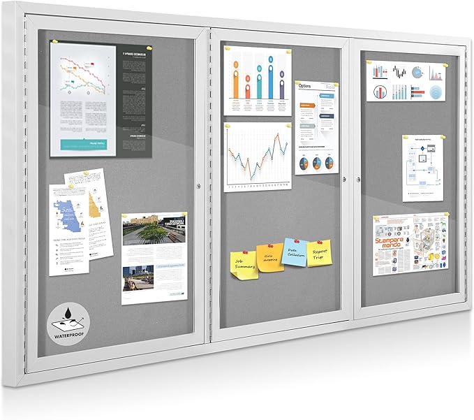Outdoor Bulletin Board Weatherproof 72x36 in, Enclosed Bulletin Board by EVERSUPPLY