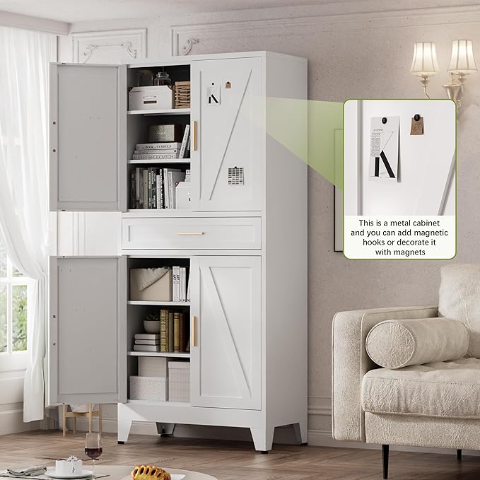 COFaR 71" Tall Kitchen Pantry, Farmhouse Storage Cabinet - Image 2