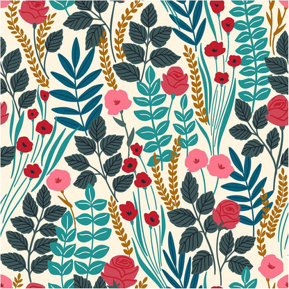 Floralplus Boho Wallpaper Peel and Stick Floral Wallpaper for Bathroom | Removable Renter Friendly Wallpaper Floral Tropical Leaf Contact Paper for Cabinet Home Decor, 17.5 x 118 in